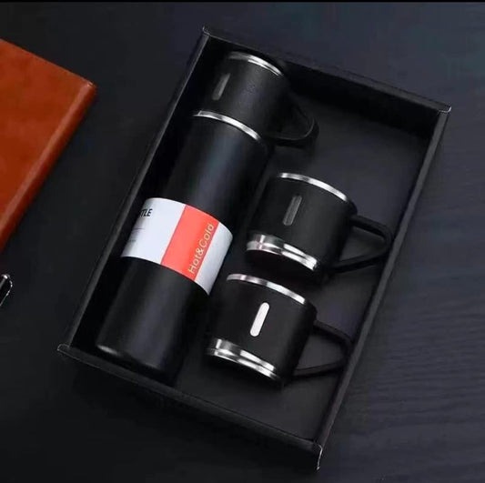 Triple Cup Stainless Steel Travel Flask