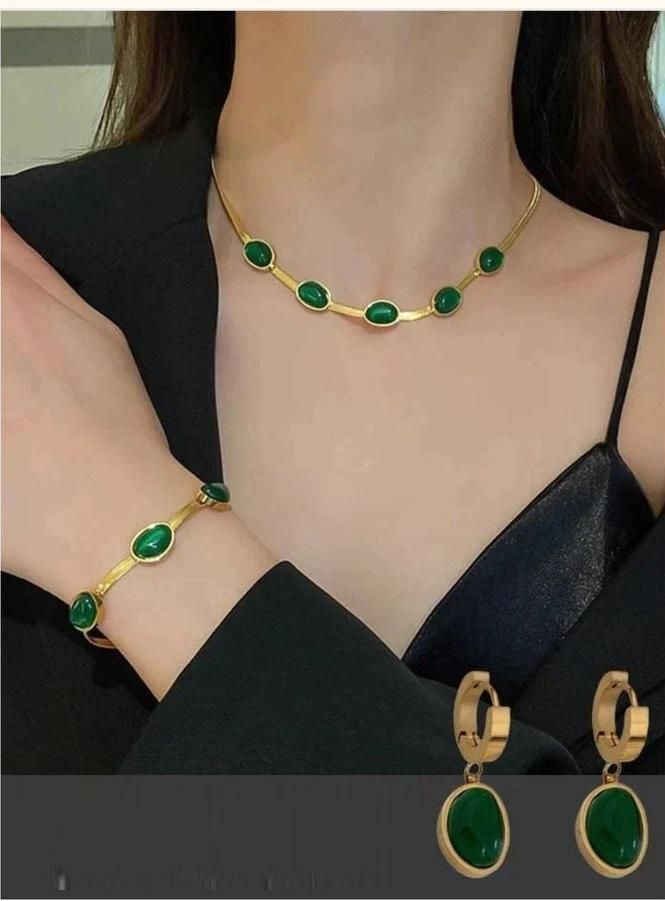 Verdant Elegance Necklace and Bracelet Set